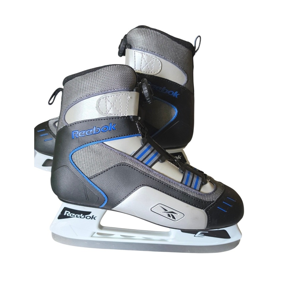 Reebok BOA Lacing System Recreational Ice Skates Black Silver Blue Mens 10